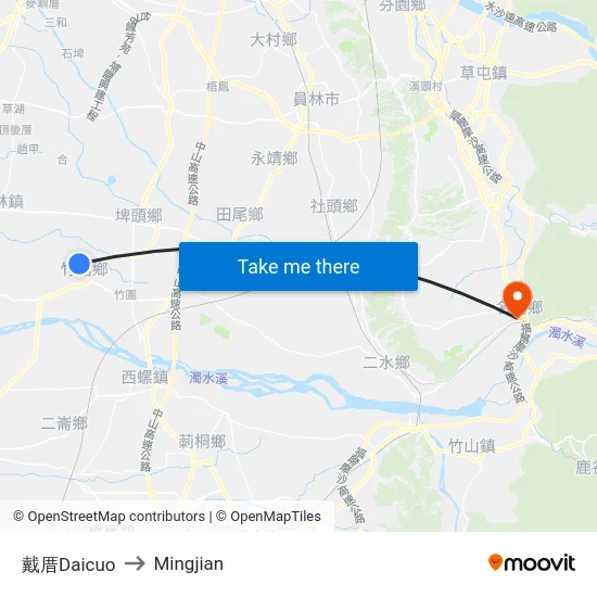 戴厝Daicuo to Mingjian map