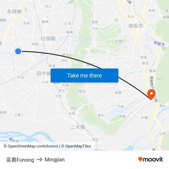 Funong to Mingjian map