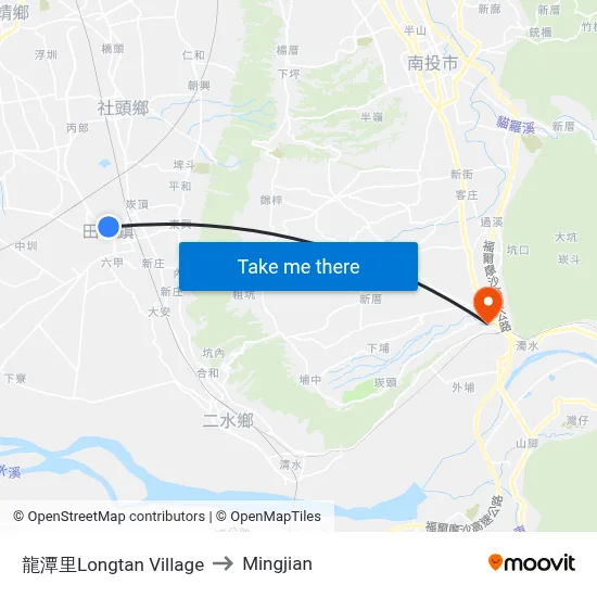 Longtan Village to Mingjian map