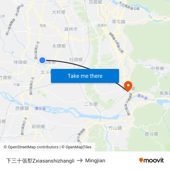 Lower Sanshizhangli to Mingjian map