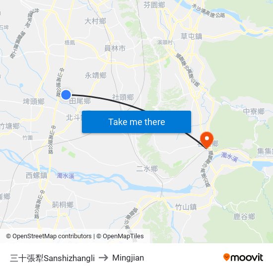 三十張犁Sanshizhangli to Mingjian map
