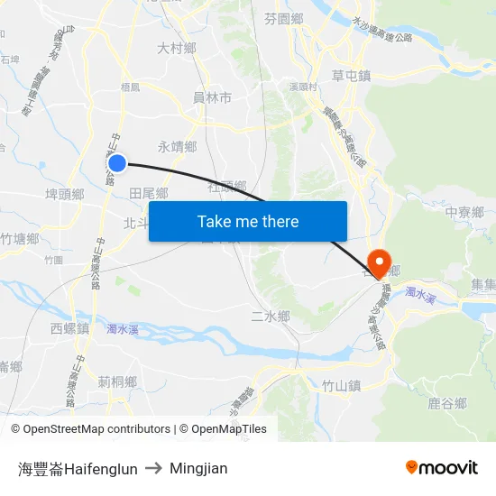 Haifenglun to Mingjian map