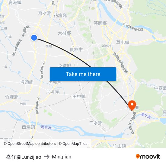 崙仔腳Lunzijiao to Mingjian map
