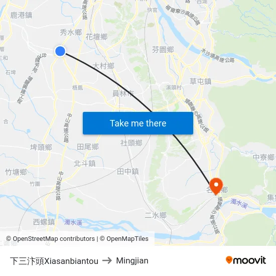 下三汴頭Xiasanbiantou to Mingjian map