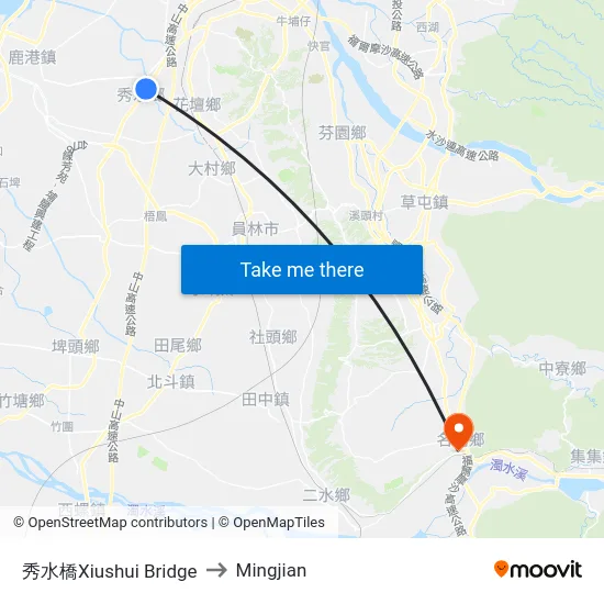 秀水橋Xiushui Bridge to Mingjian map