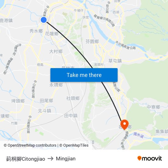 莿桐腳Citongjiao to Mingjian map