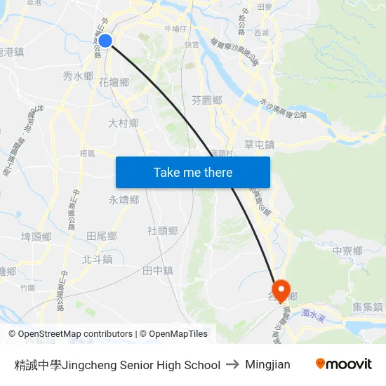 Jingcheng Senior High School to Mingjian map