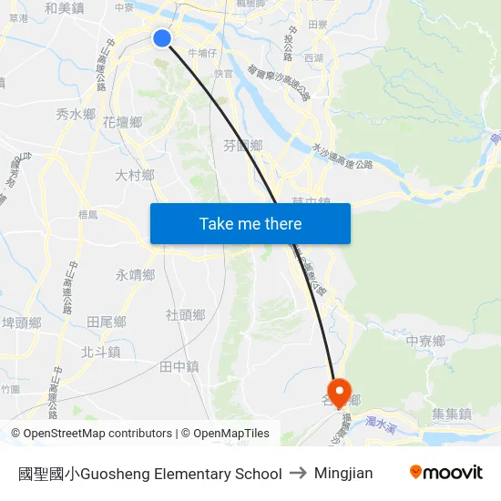 國聖國小Guosheng Elementary School to Mingjian map