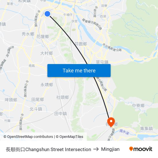 長順街口Changshun Street Intersection to Mingjian map