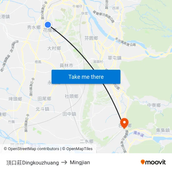 頂口莊Dingkouzhuang to Mingjian map