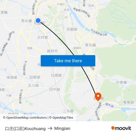 口庄(口莊)Kouzhuang to Mingjian map