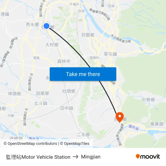 監理站Motor Vehicle Station to Mingjian map