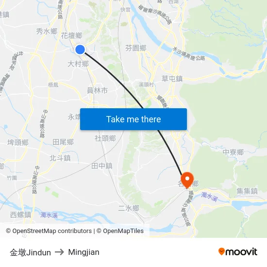 金墩Jindun to Mingjian map