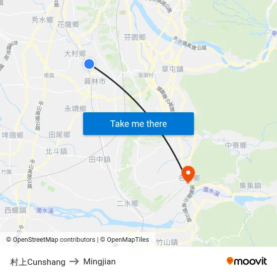 村上Cunshang to Mingjian map