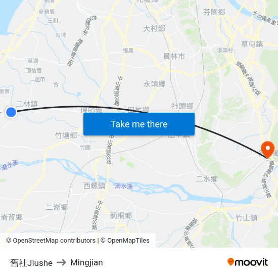 舊社Jiushe to Mingjian map