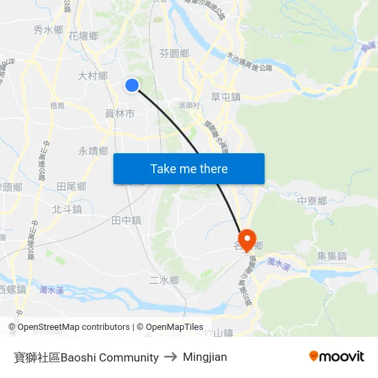 Baoshi Community to Mingjian map