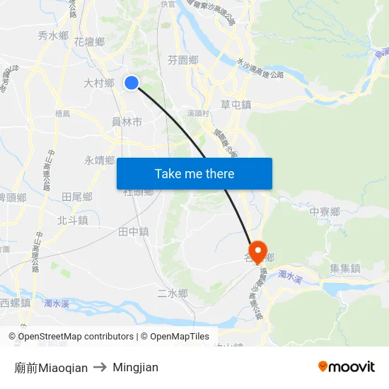 Miaoqian to Mingjian map