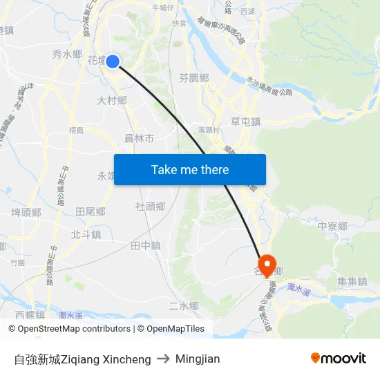 自強新城Ziqiang Xincheng to Mingjian map