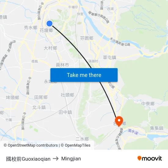 國校前Guoxiaoqian to Mingjian map