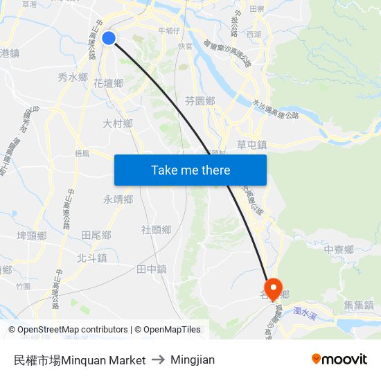 民權市場Minquan Market to Mingjian map