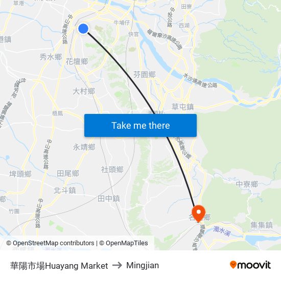 華陽市場Huayang Market to Mingjian map