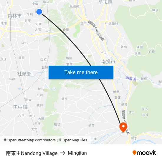南東里Nandong Village to Mingjian map