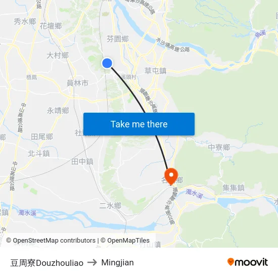 豆周寮Douzhouliao to Mingjian map