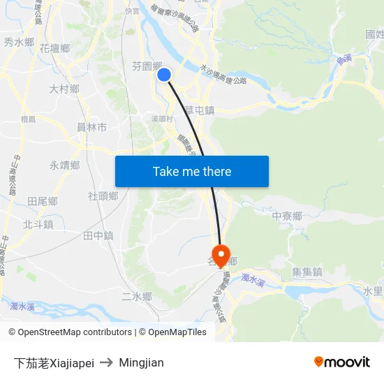 Xiajiapei to Mingjian map