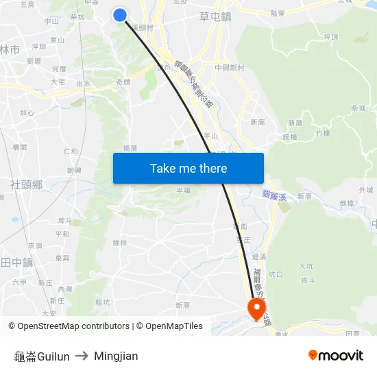 Guilun to Mingjian map