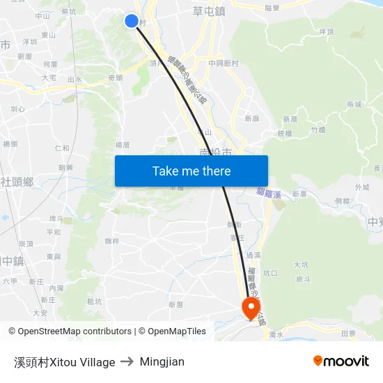 Xitou Village to Mingjian map
