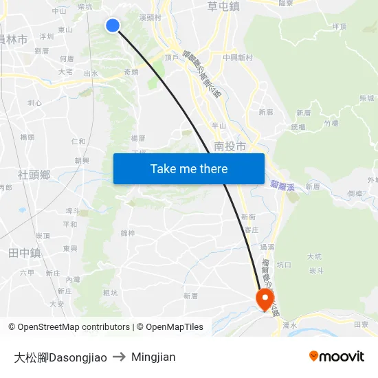 大松腳Dasongjiao to Mingjian map