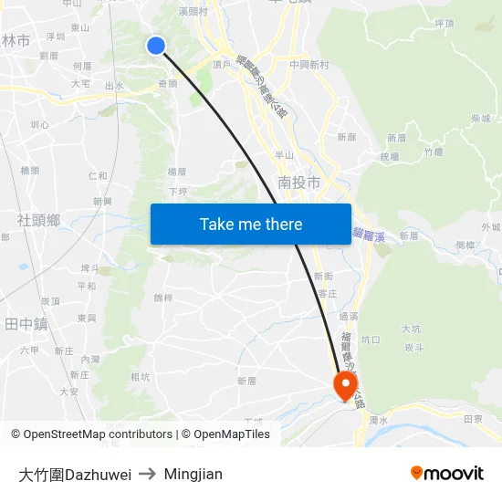 大竹圍Dazhuwei to Mingjian map