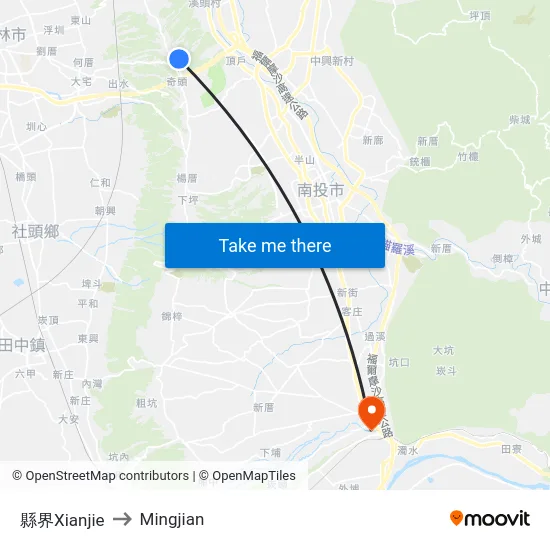 County Border to Mingjian map