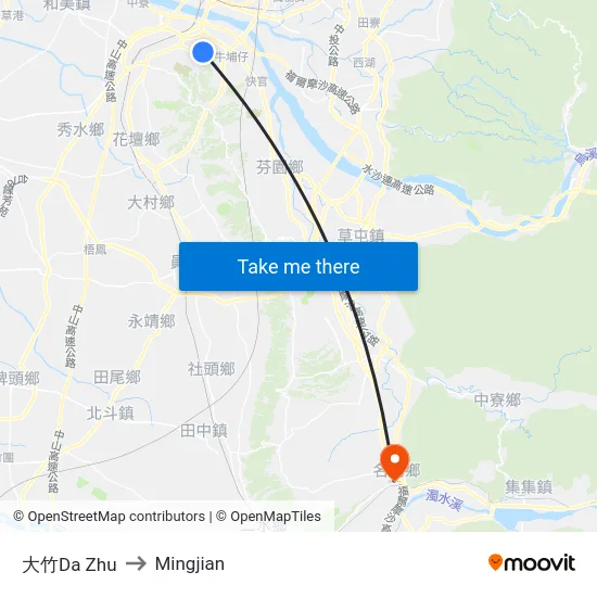 大竹Da Zhu to Mingjian map