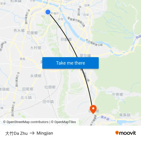 大竹Da Zhu to Mingjian map