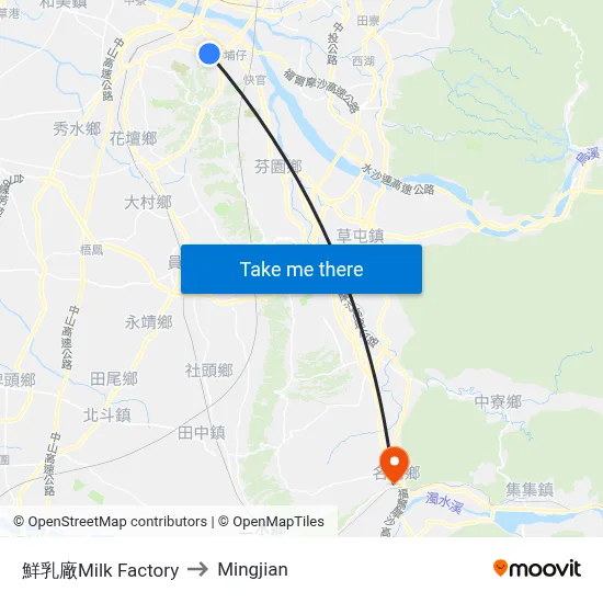 Milk Factory to Mingjian map