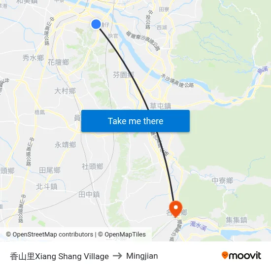 Xiang Shang Village to Mingjian map