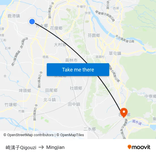 Qigouzi to Mingjian map