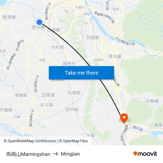 Mamingshan to Mingjian map
