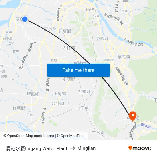鹿港水廠Lugang Water Plant to Mingjian map