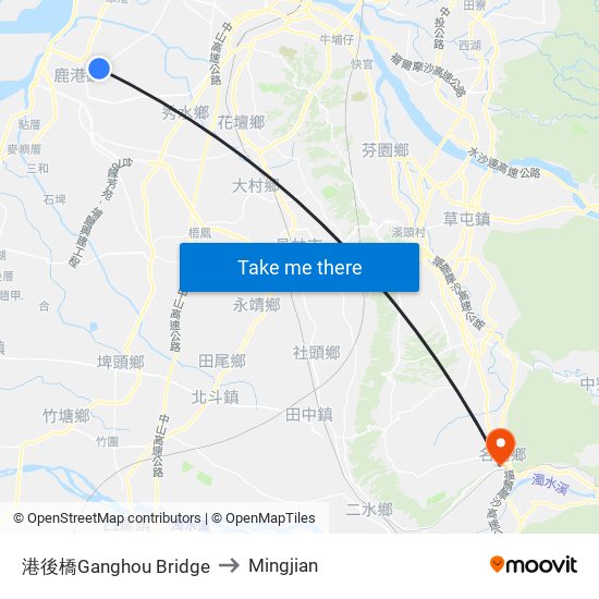 港後橋Ganghou Bridge to Mingjian map