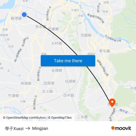 學子Xuezi to Mingjian map