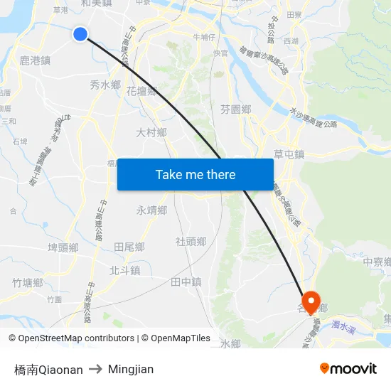 橋南Qiaonan to Mingjian map
