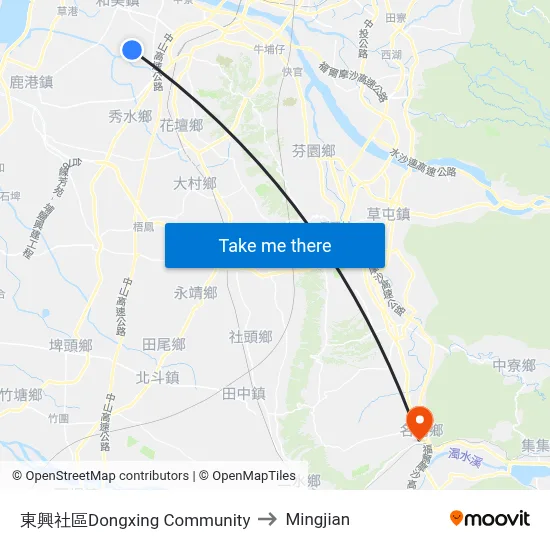 東興社區Dongxing Community to Mingjian map