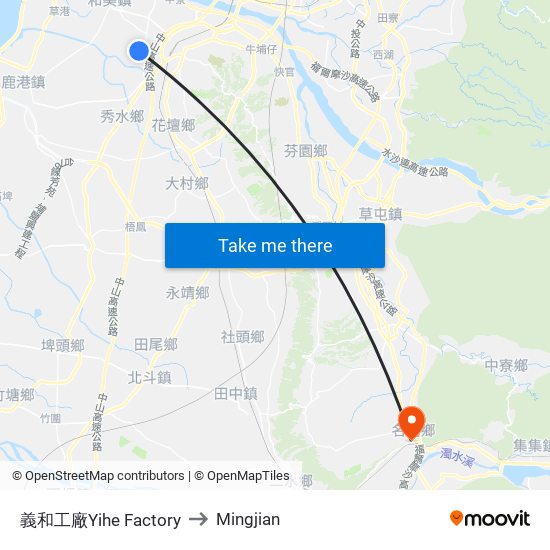 義和工廠Yihe Factory to Mingjian map