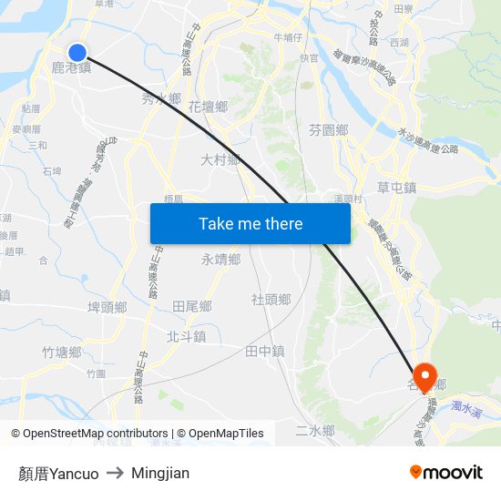 顏厝Yancuo to Mingjian map