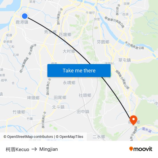 柯厝Kecuo to Mingjian map