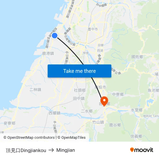 Dingjiankou to Mingjian map