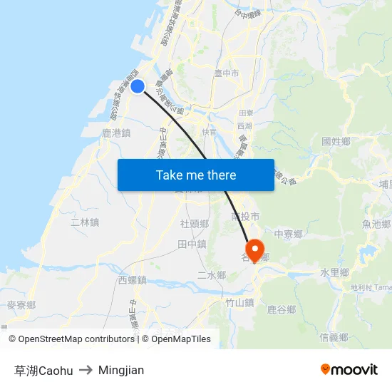 草湖Caohu to Mingjian map