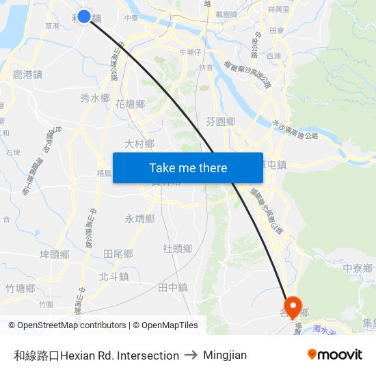 和線路口Hexian Rd. Intersection to Mingjian map